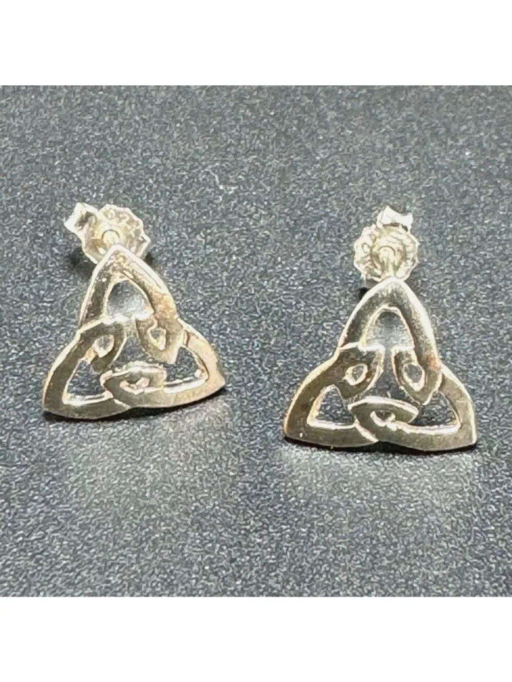 Triangular Sterling Silver 925 Celtic Knot Design Stud Earrings Size 1/2